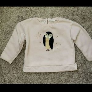 Zara babygirl Blush colored owl sweatshirt